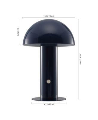 Boletus 10.75" Contemporary Bohemian Rechargeable, Cordless Iron Integrated LED Mushroom Table Lamp