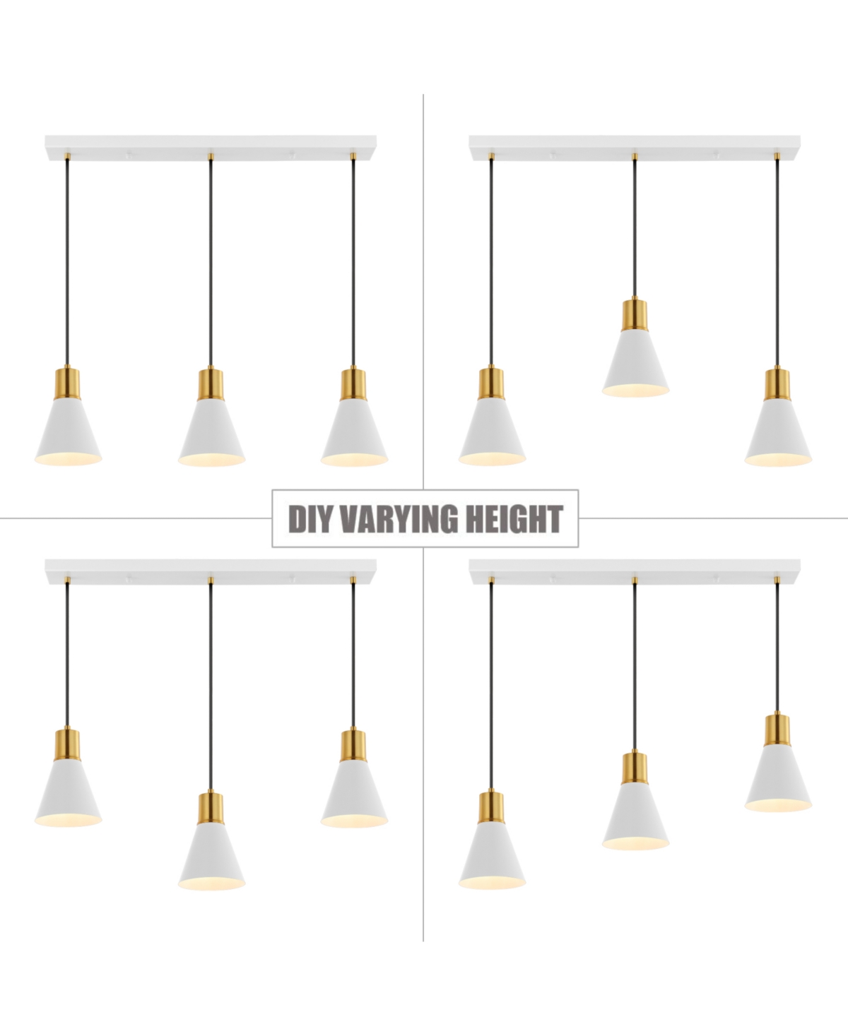 Apollo 3-Light Mid-Century Modern Iron Adjustable Linear Led Pendant - Brass Gold