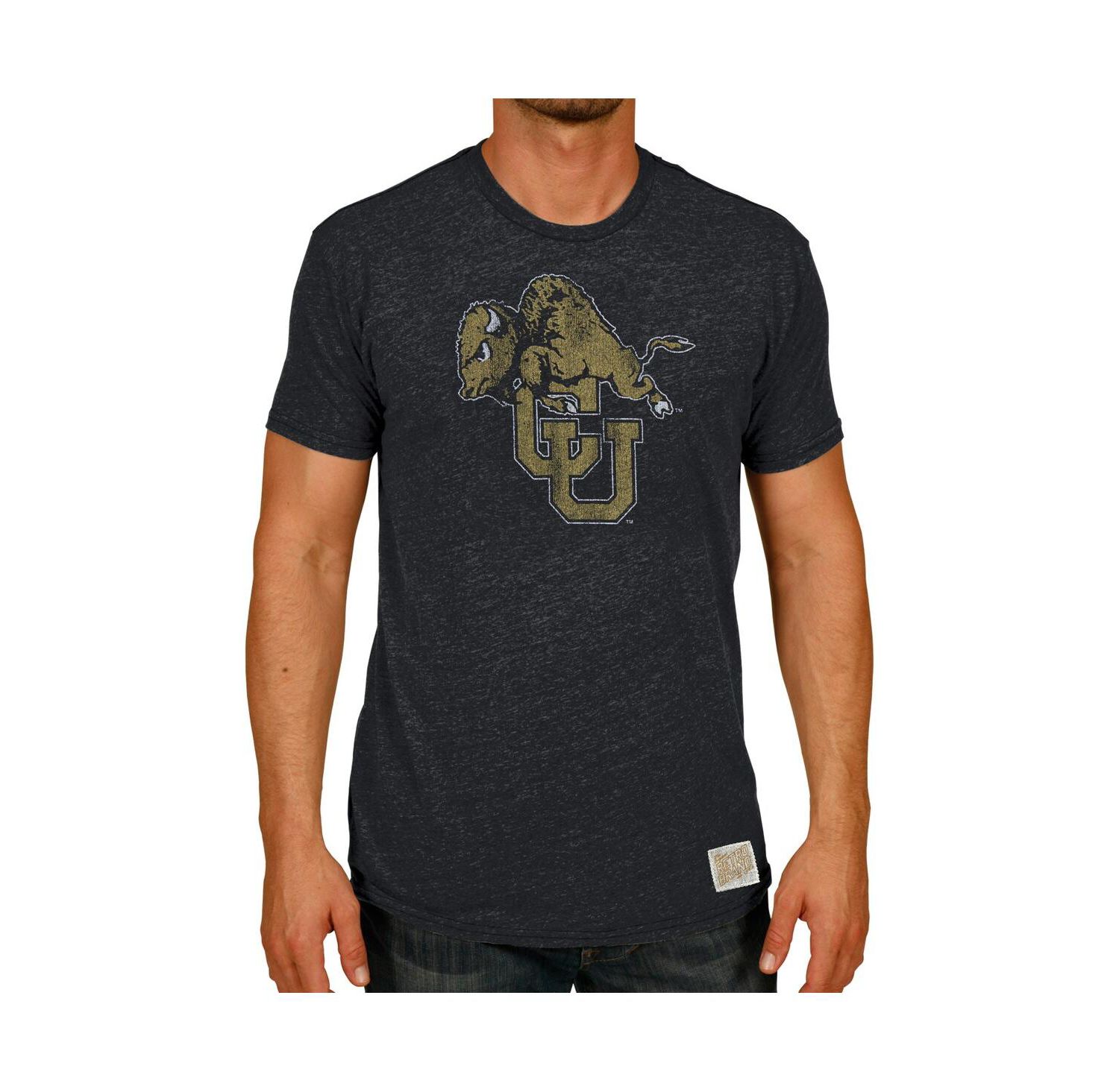 Men's Black Colorado Buffaloes Vintage-Like Tri-Blend Logo T-shirt