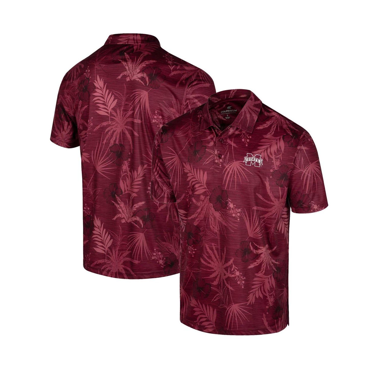 Men's Maroon Mississippi State Bulldogs Palms Team Polo Shirt