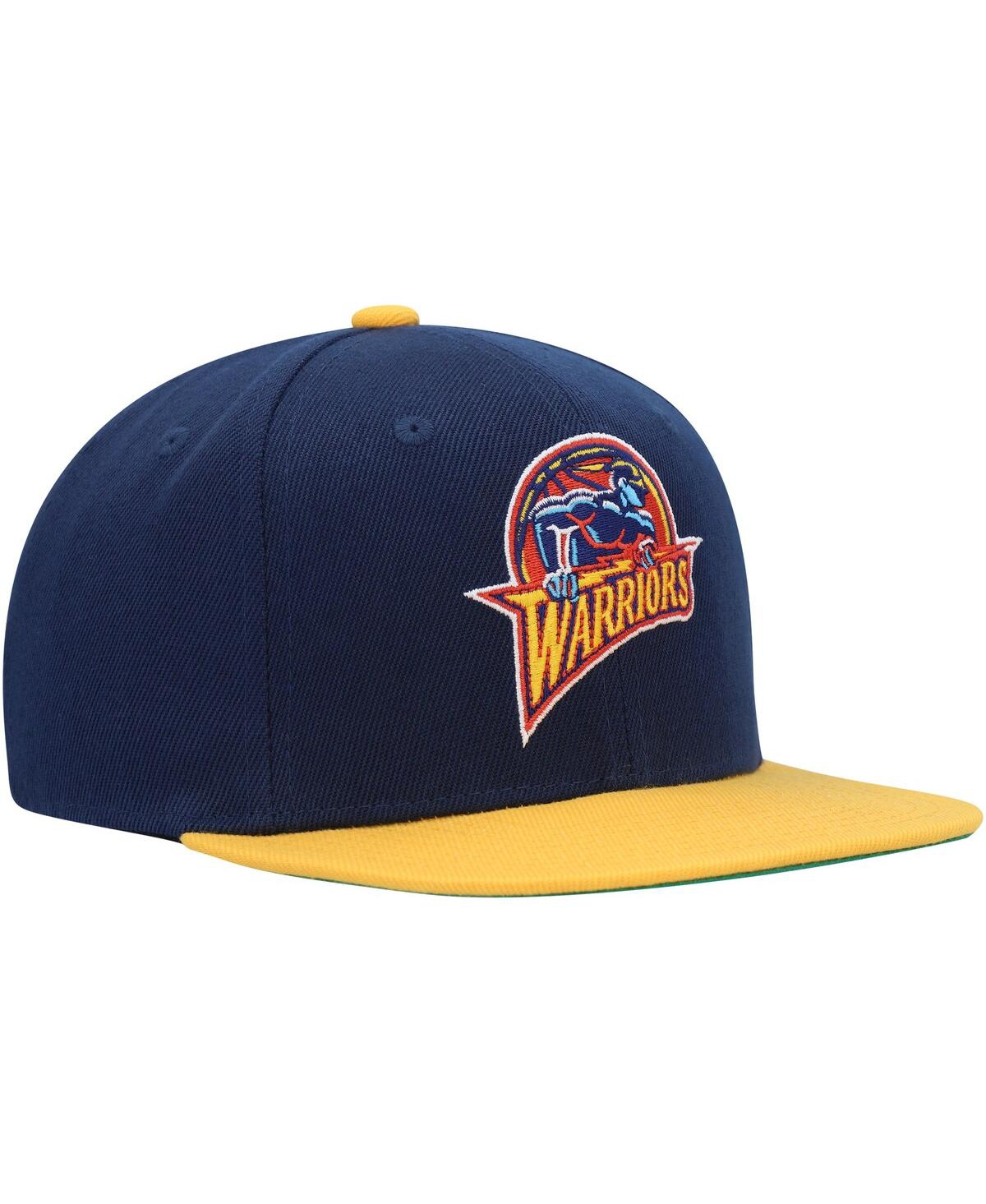 Shop Mitchell & Ness Big Boys And Girls  Navy, Gold Golden State Warriors Two-tone Snapback Hat In Navy,gold