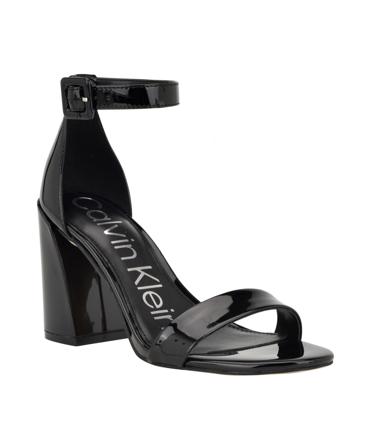Calvin Klein Women s Marle Tapered Almond Toe Block Heel Dress Sandals Dark Red Patent Smart Closet