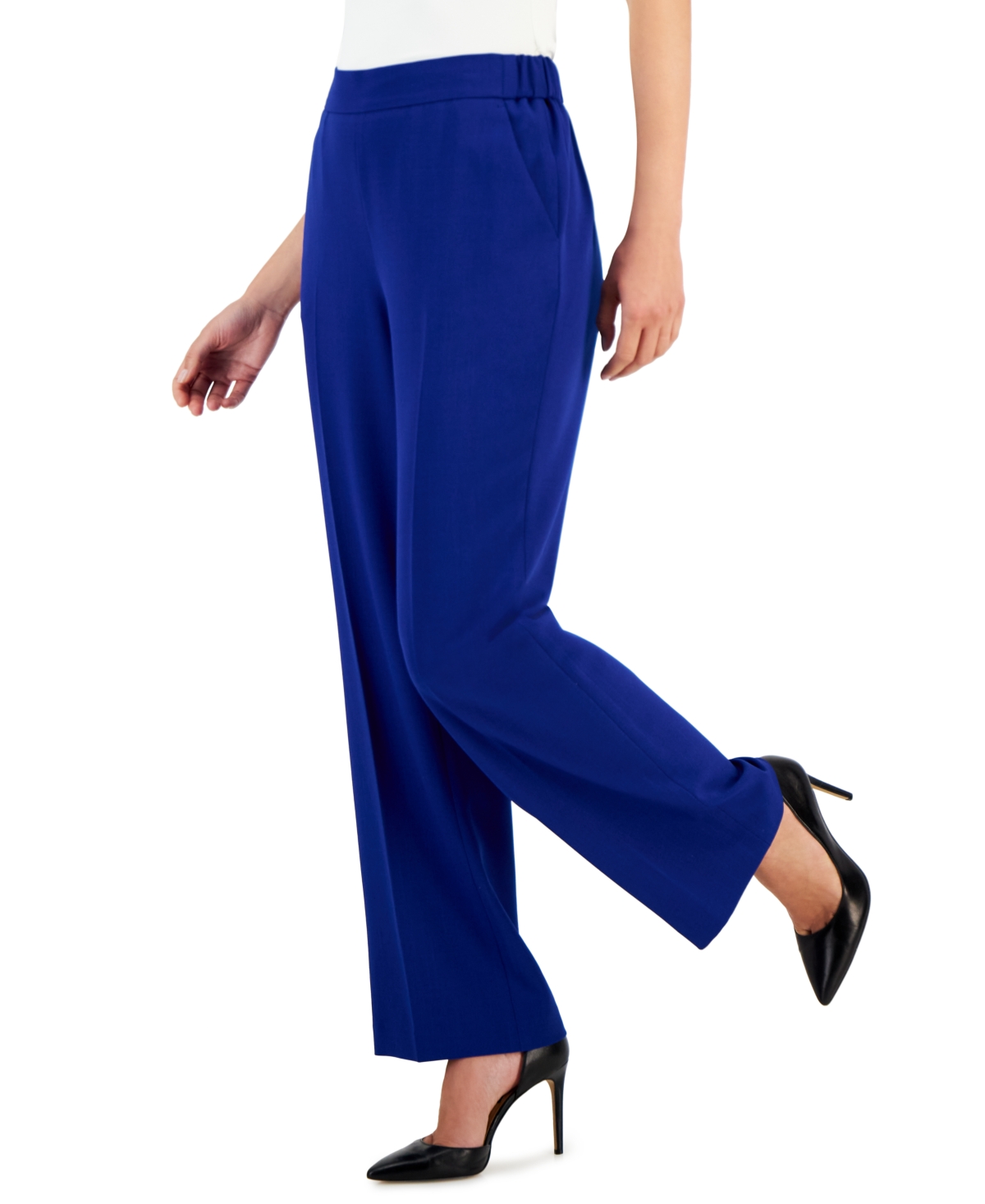 Kasper Women's High Rise Stretch Crepe Pull-on Pants In Royal Blue