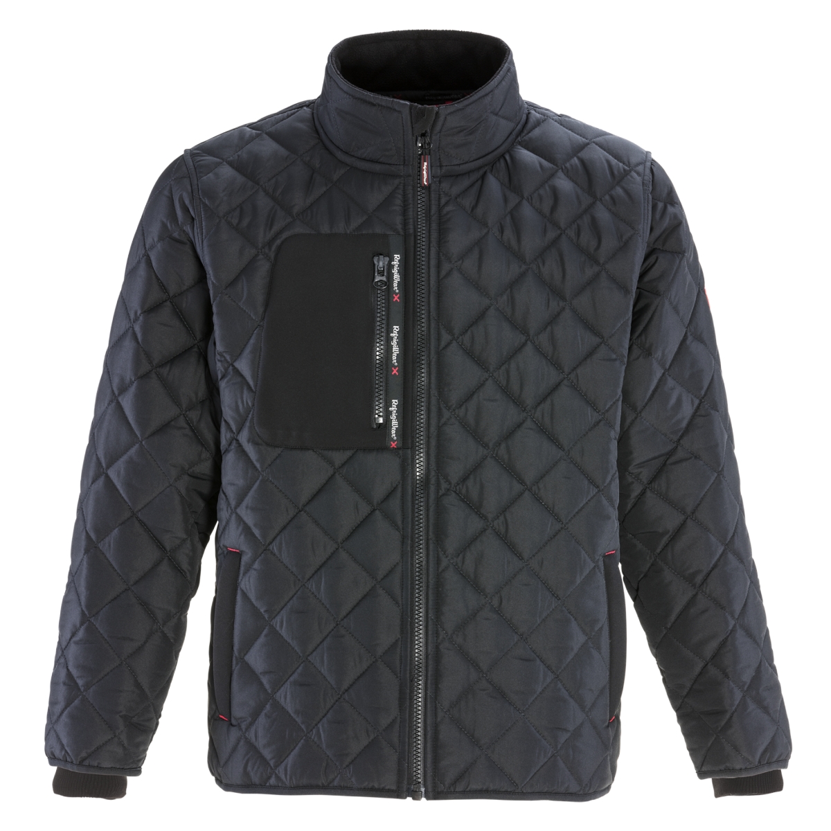 Big & Tall Insulated Diamond Quilted Jacket with Fleece Lined Collar - Black
