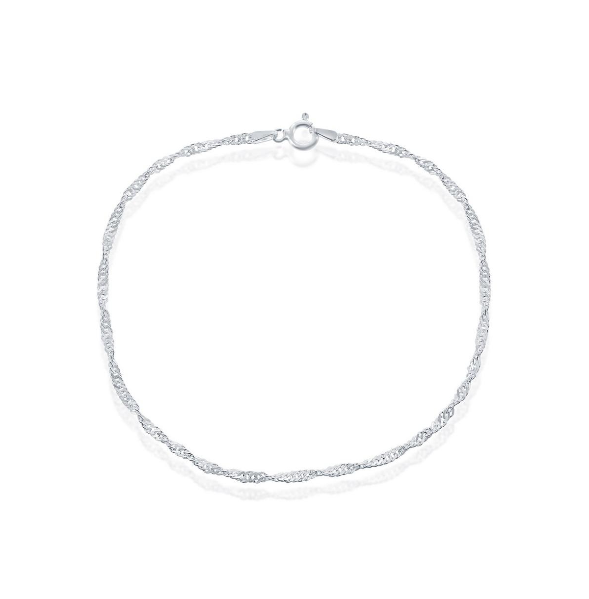 Sterling Silver Singapore Anklet - Silver
