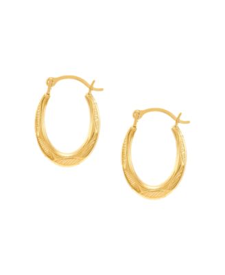 Macy's Patterned Small Oval Huggie Hoop Earrings in 10k Gold