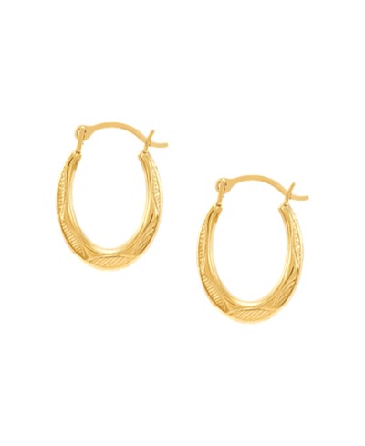 Macy's Patterned Small Oval Huggie Hoop Earrings in 10k Gold - Macy's