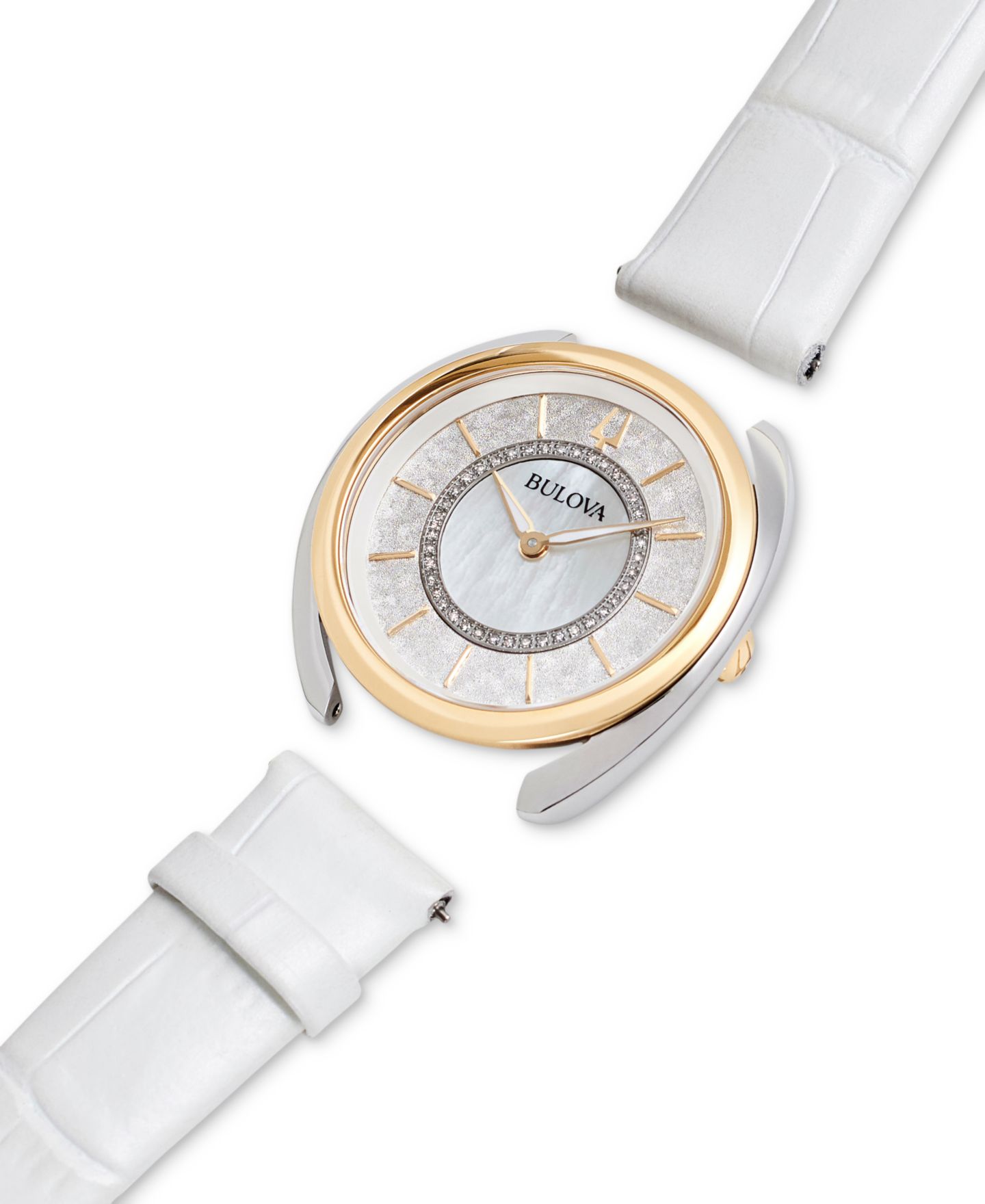 Женские часы Bulova Duality Diamond (1/10 ct. t.w.) Two-Tone Stainless Steel Bracelet Watch Box Set 34mm — фото 11