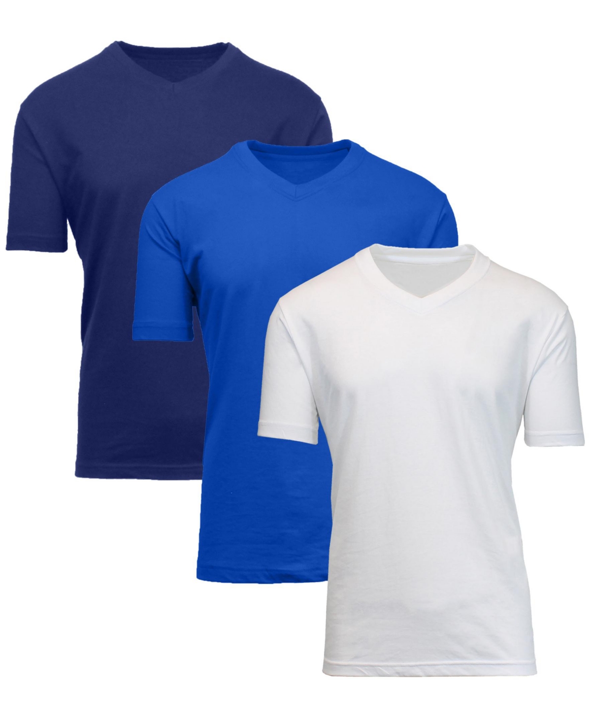 Blue Ice Men's Short Sleeve V-neck T-shirt, Pack Of 3 In Navy-royal-white