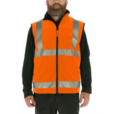 Big & Tall Hi Vis Reversible Softshell Vest - Water-Resistant, Insulated, High-Visibility Safety Work Gear