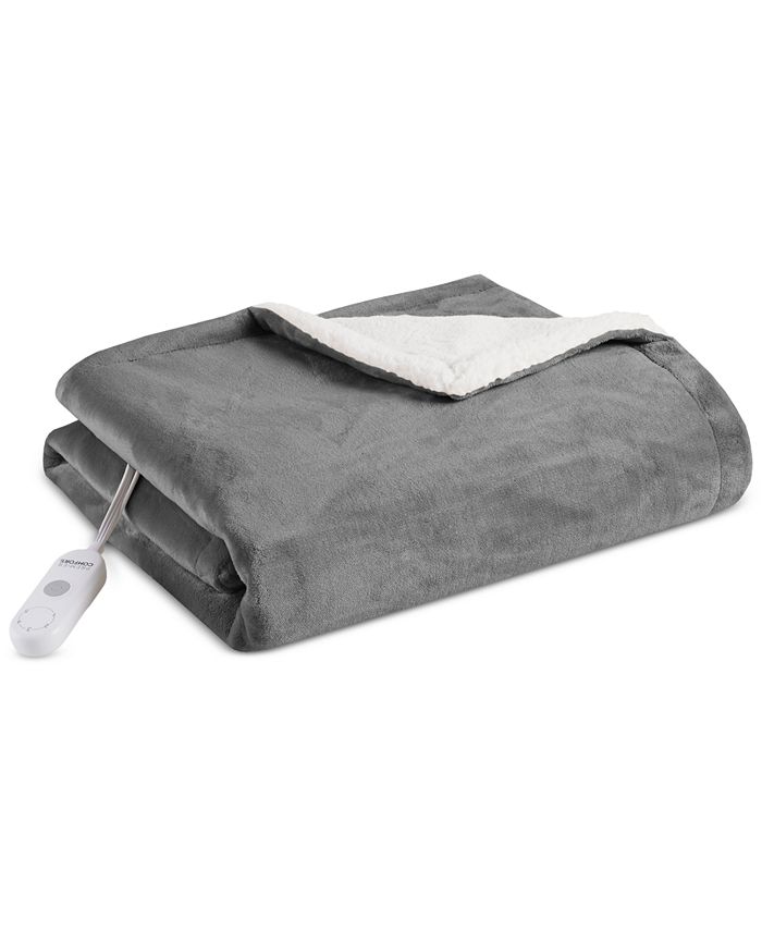 Premier Comfort CLOSEOUT! Heated Plush to Sherpa Throw Macy's