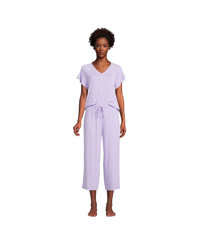 Lands' End Women's Cooling Pajama Set - Short Sleeve Top and Crop Pants -  Macy's
