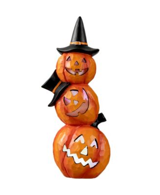 14.25" H Halloween Lighted Stacked Resin Pumpkin Table Decor