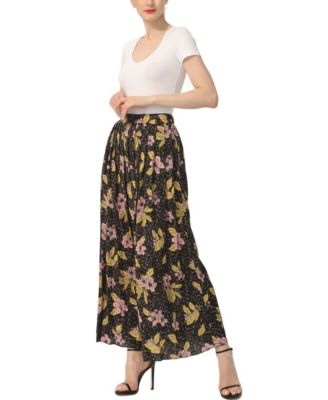 Women's Print Box Pleat Maxi Skirt
