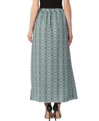 Women's Print Box Pleat Maxi Skirt