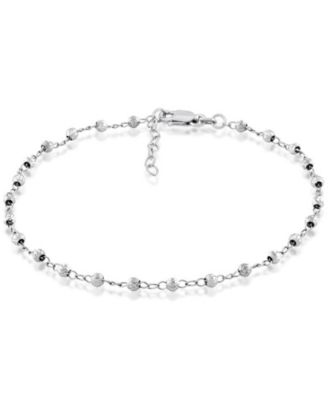 Sterling Silver Diamond Cut Beaded Anklet