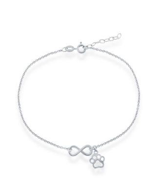 Simona Sterling Silver Infinity with Paw Print Charm Anklet - Silver 54$