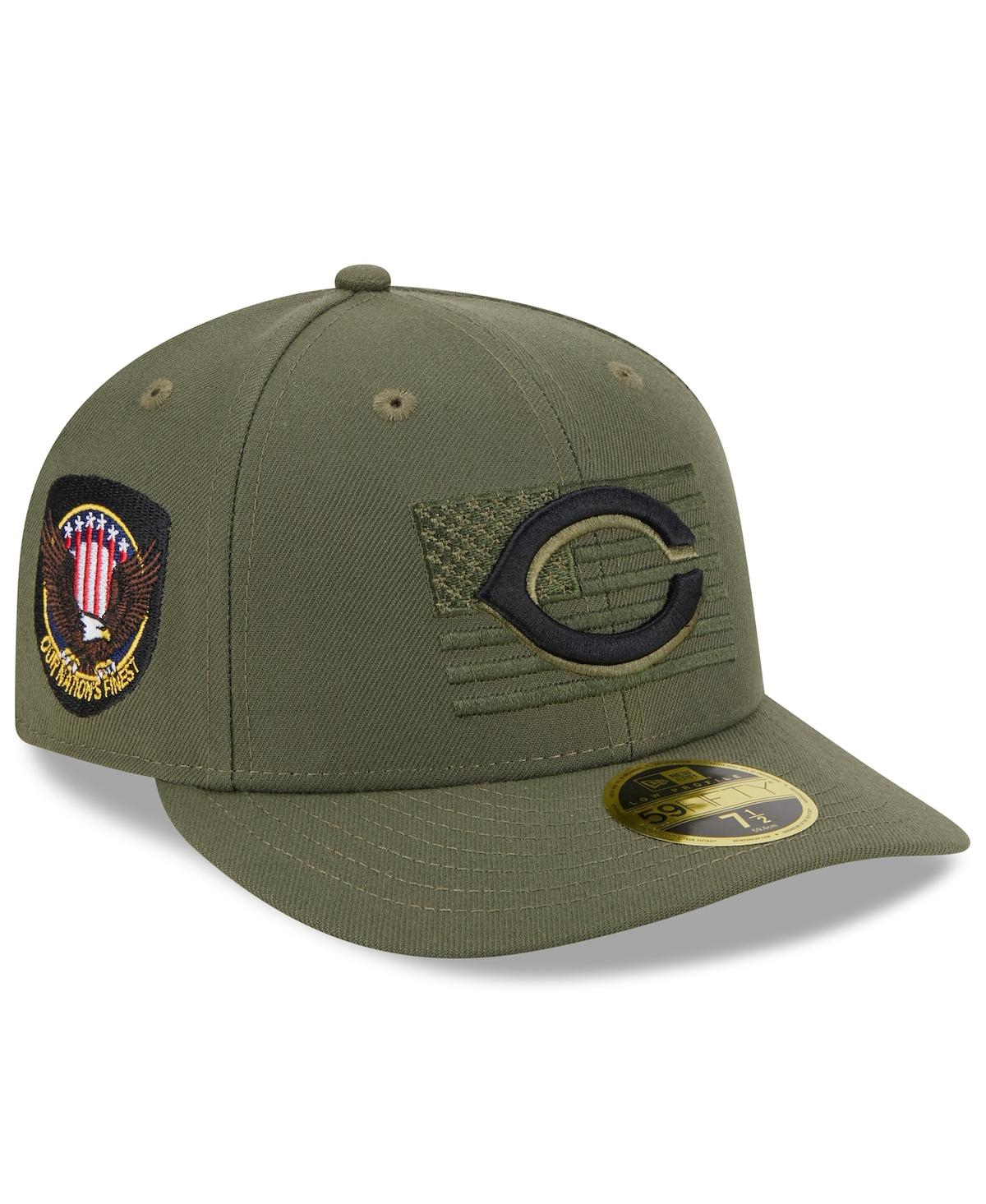 NEW ERA MEN'S NEW ERA GREEN CINCINNATI REDS 2023 ARMED FORCES DAY LOW PROFILE 59FIFTY FITTED HAT
