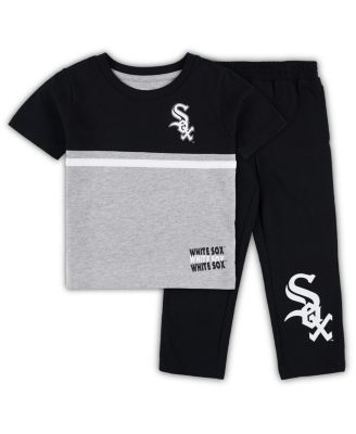 Toddler Boys and Girls Black, White Chicago White Sox Batters Box T-shirt and Pants Set