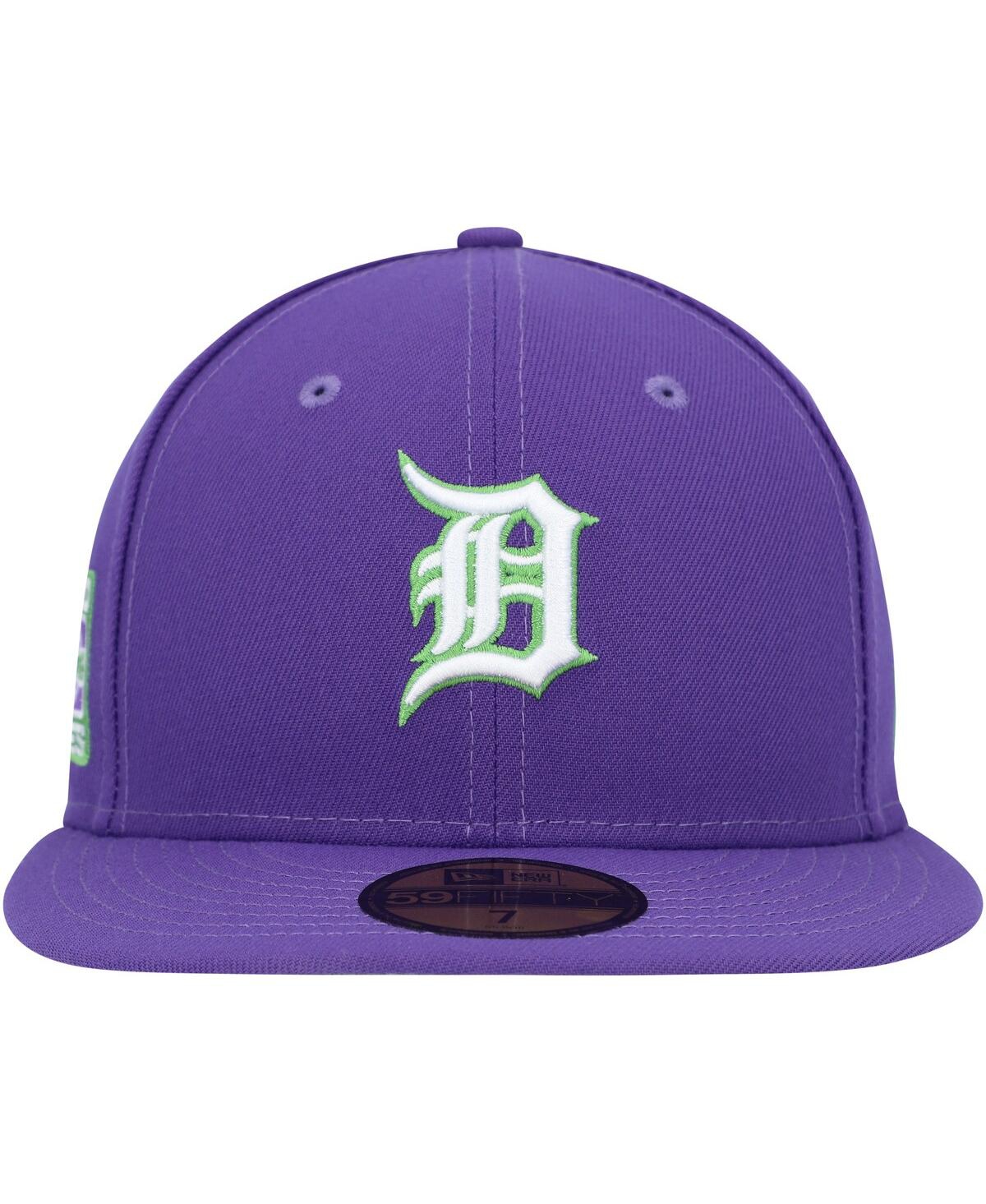 NEW ERA MEN'S NEW ERA PURPLE DETROIT TIGERS LIME SIDE PATCH 59FIFTY FITTED HAT 