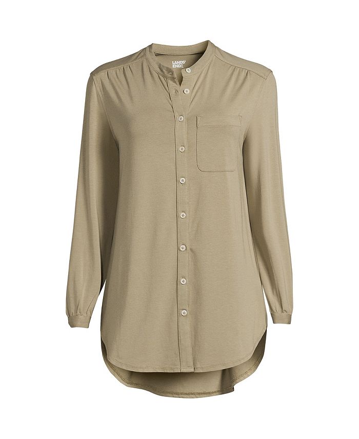 Lands' End Plus Size Long Sleeve Jersey A-line Tunic - Macy's