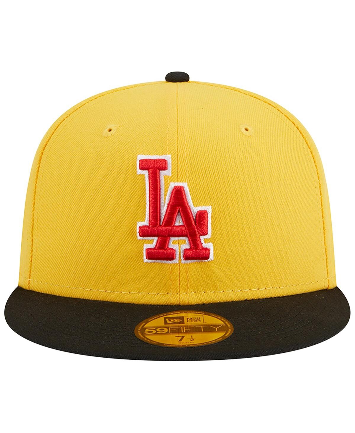 Shop New Era Men's  Yellow, Black Los Angeles Dodgers Grilled 59fifty Fitted Hat In Yellow,black