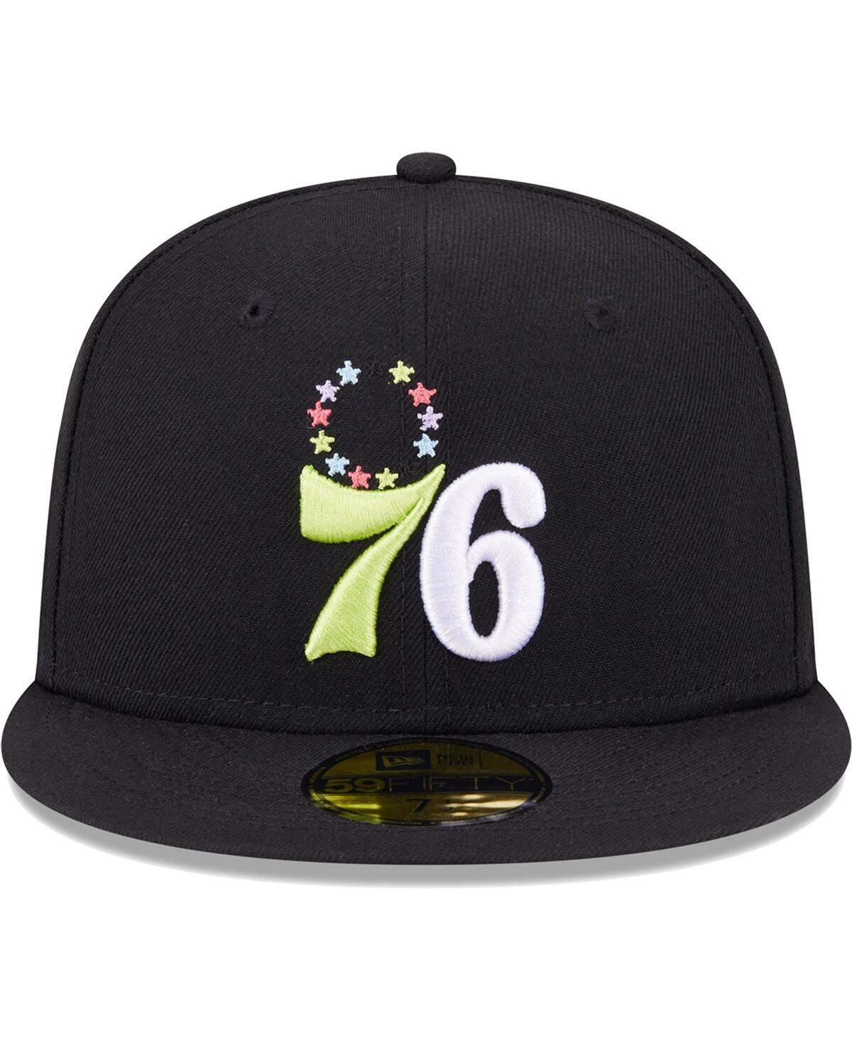 Shop New Era Men's  Black Philadelphia 76ers Color Pack 59fifty Fitted Hat