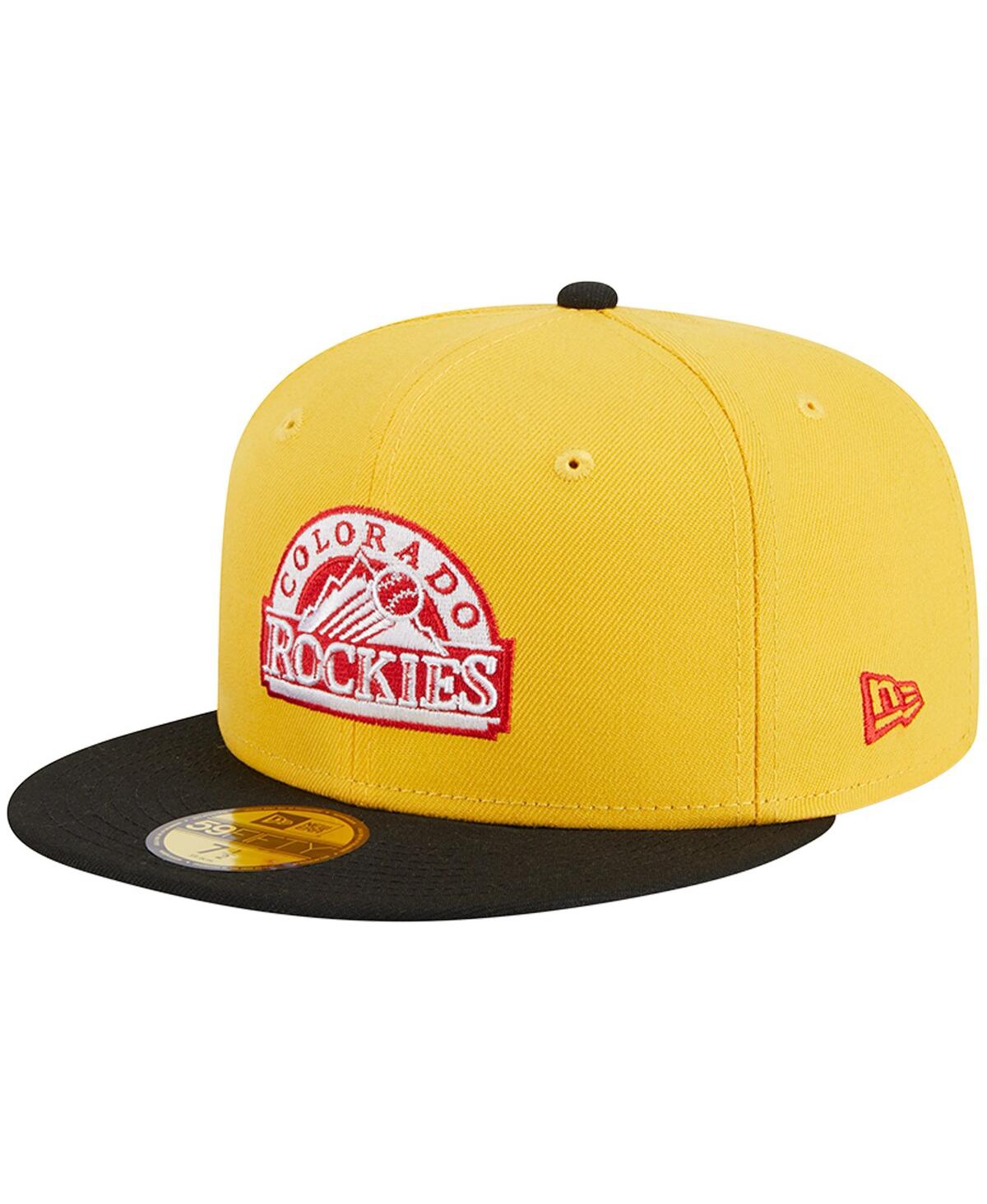 Shop New Era Men's  Yellow, Black Colorado Rockies Grilled 59fifty Fitted Hat In Yellow,black