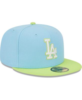 Men's Light Blue, Neon Green Los Angeles Dodgers Spring Color Two-Tone 59FIFTY Fitted Hat