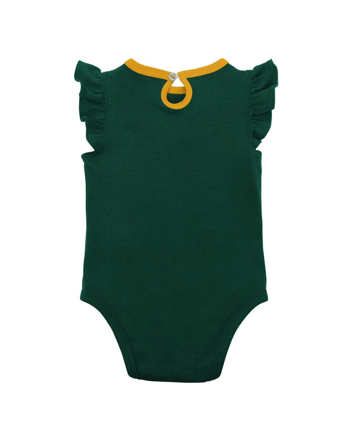 Outerstuff Newborn & Infant Green/gold Oakland Athletics Three-piece Love Of Baseball Bib Bodysuit & Booties Se In Green,gold