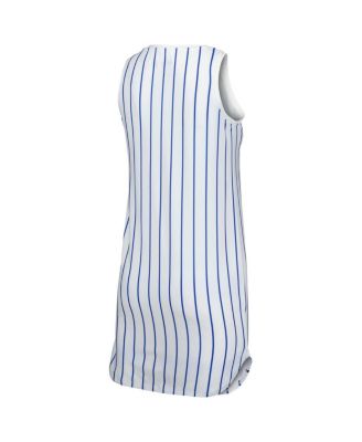 Women's White Los Angeles Dodgers Reel Pinstripe Knit Sleeveless Nightshirt