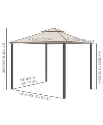 9.6' x 9.6' Patio Gazebo, Outdoor Canopy Shelter, Taupe