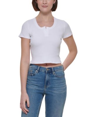 Calvin Klein Jeans - Women's Cropped Henley T-Shirt