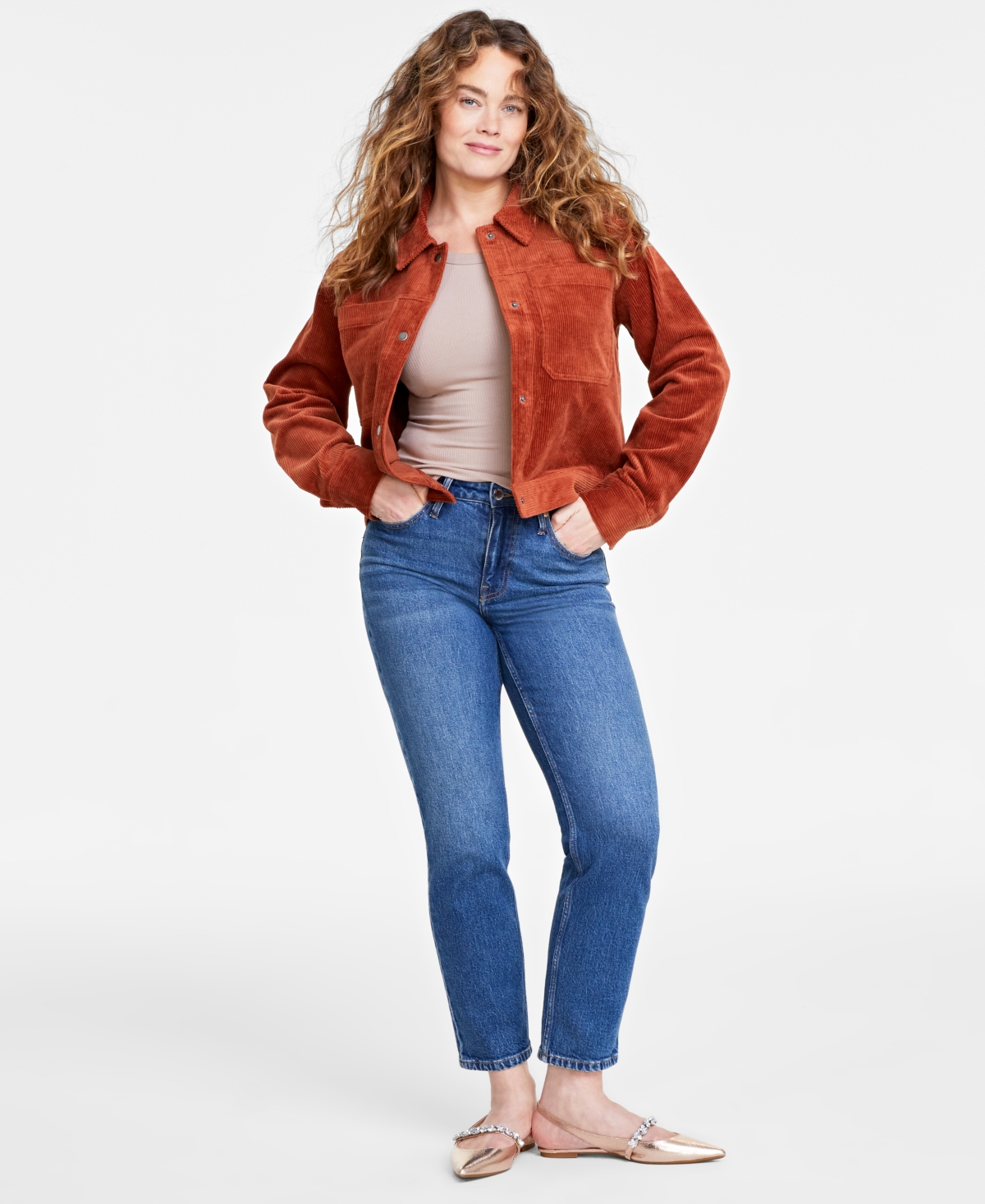 On 34th Women's Wide-wale Corduroy Jacket, Created For Macy's In Toasted Ginger