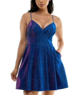 Juniors' Glitter-Knit Skater Party Dress