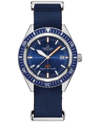 Certina - Men's Swiss Automatic DS Super PH500M Blue Synthetic Strap Watch 43mm