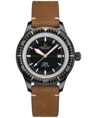 Certina - Men's Swiss Automatic DS PH200M Brown Leather Strap Watch 43mm