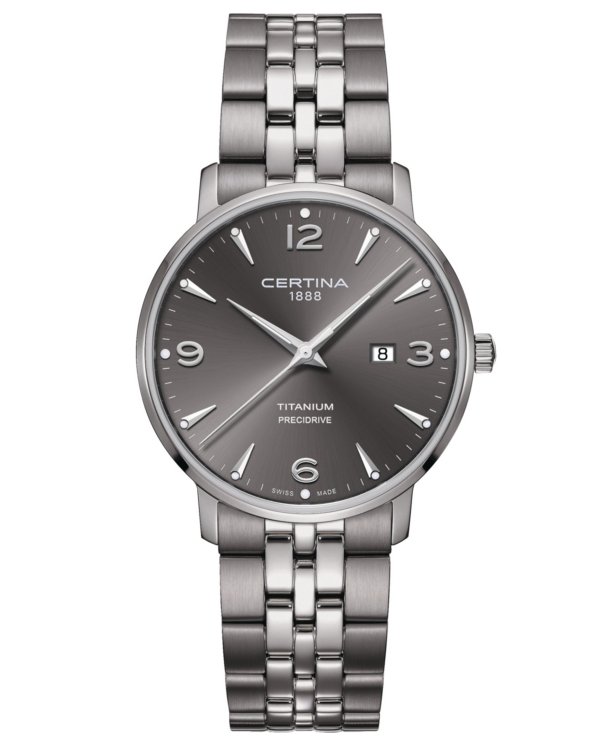 Certina Unisex Swiss Ds Caimano Titanium Bracelet Watch 39mm In Grey