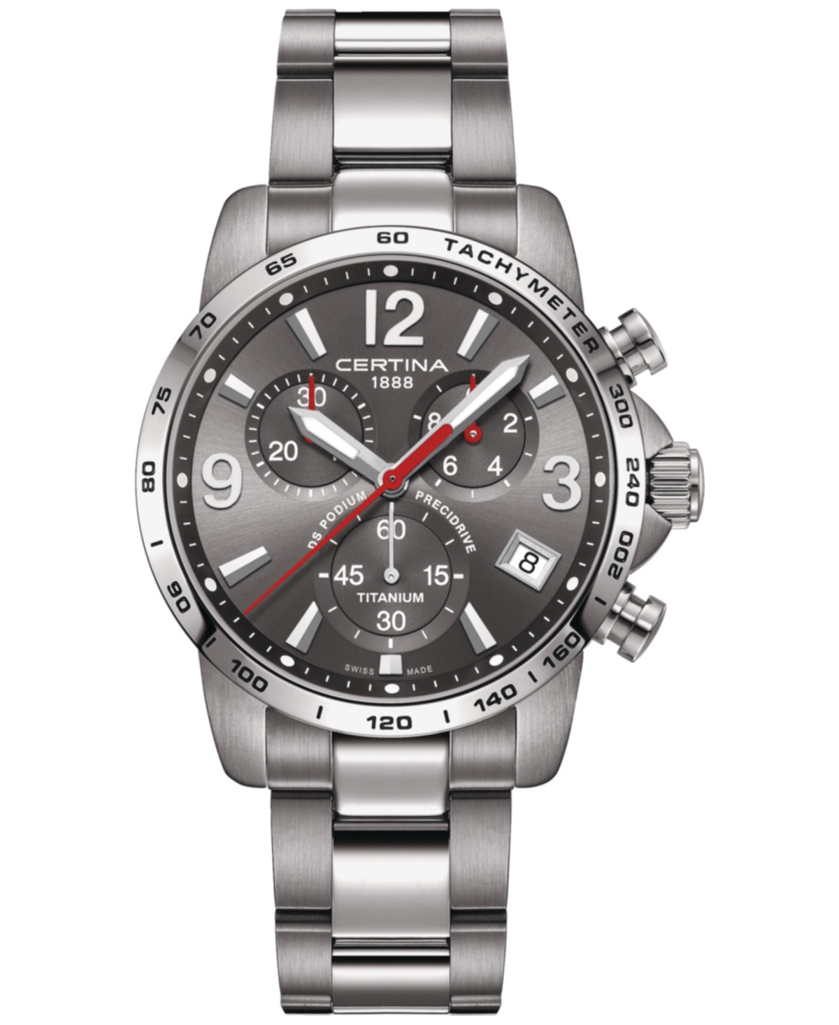 Certina Men's Swiss Chronograph Ds Podium Titanium Bracelet Watch 41mm In Grey