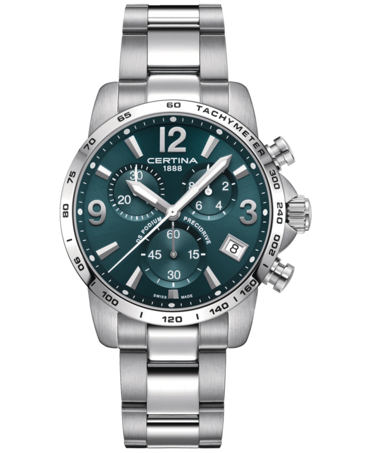 Certina Men's Swiss Chronograph Ds Podium Stainless Steel Bracelet Watch 41mm In Green