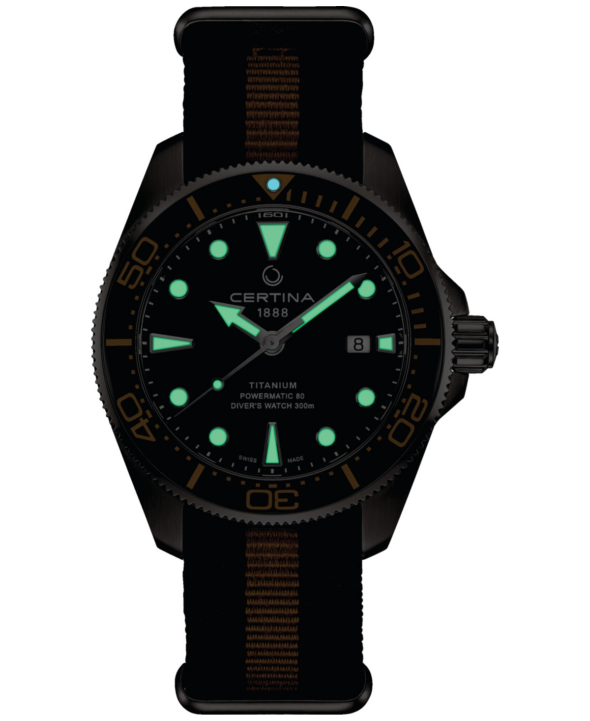 Shop Certina Men's Swis Automatic Ds Action Black & Orange Synthetic Strap Watch 43mm