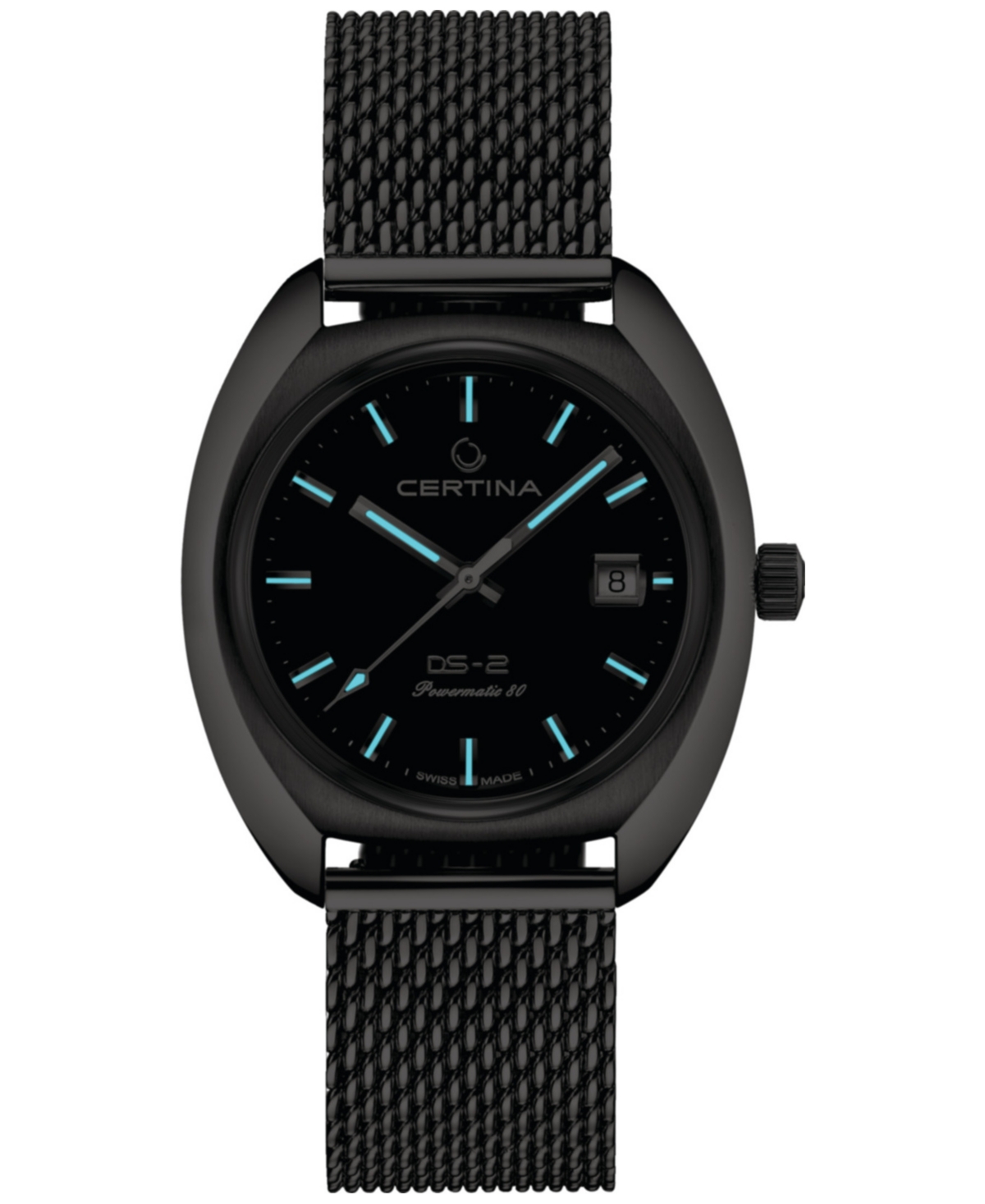 Shop Certina Men's Swiss Automatic Ds-2 Stainless Steel Mesh Bracelet Watch 40mm In Black