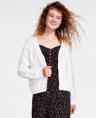 Lucky Brand Women's Cable-Stitch Long-Sleeve Cardigan - Macy's