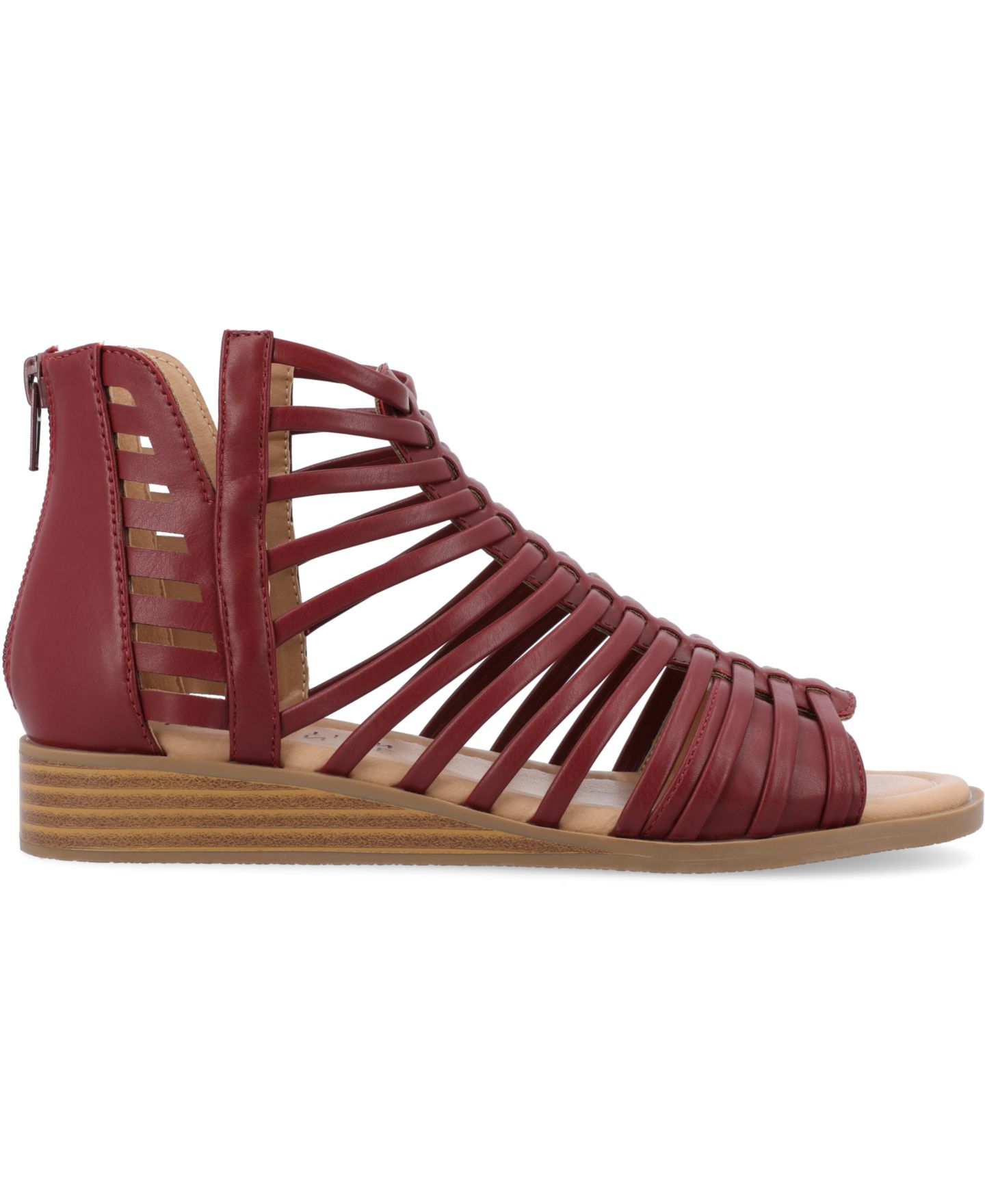 Женские сандалии Journee Collection Delilah Gladiator Sliver Wedge, цвет: Винный — фото 2