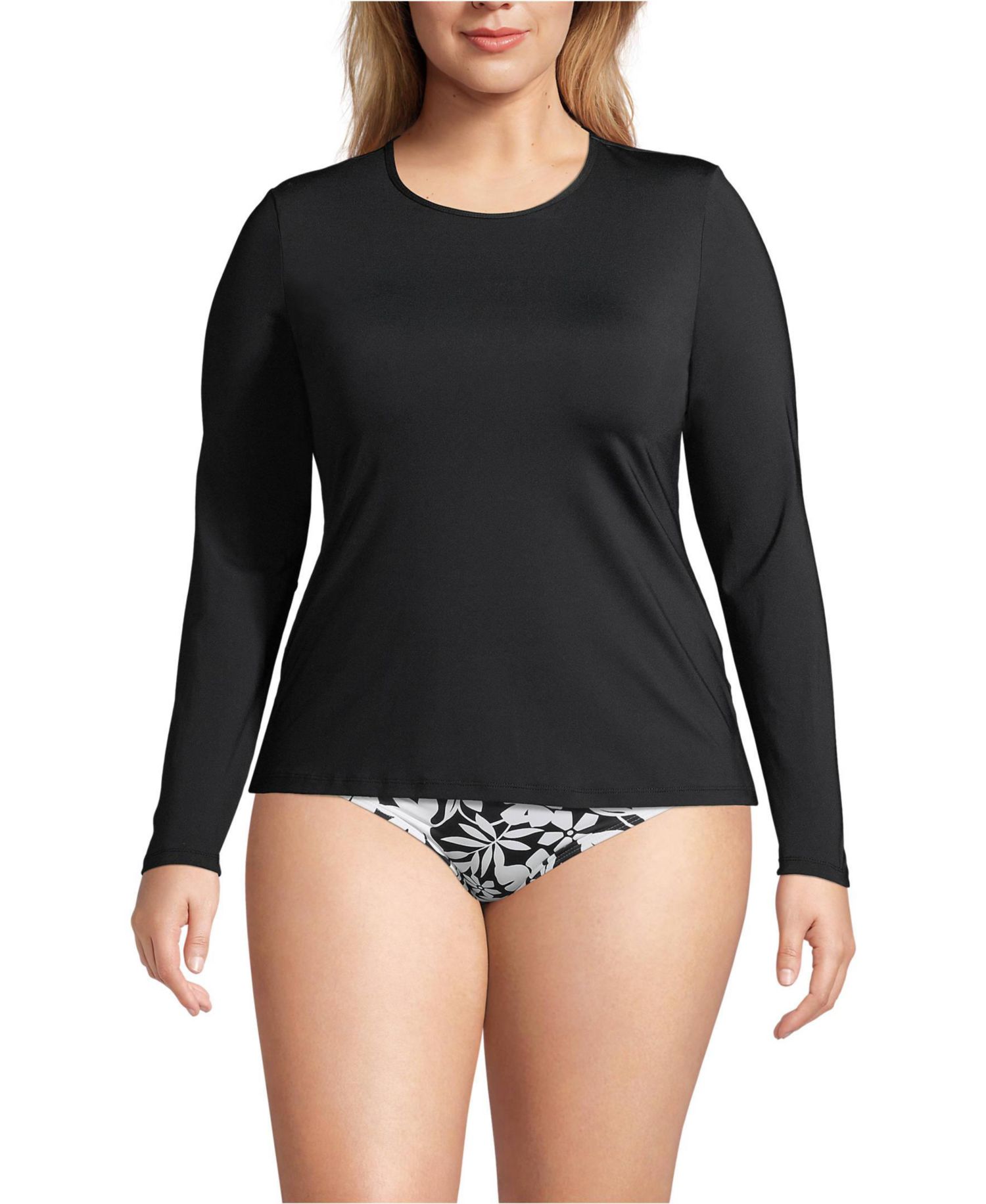 Plus Size SunShade UPF 50 Long Sleeve Rash Guard Swim Tee