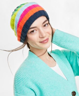 On 34th - Women's Striped Wide-Ribbed Beanie