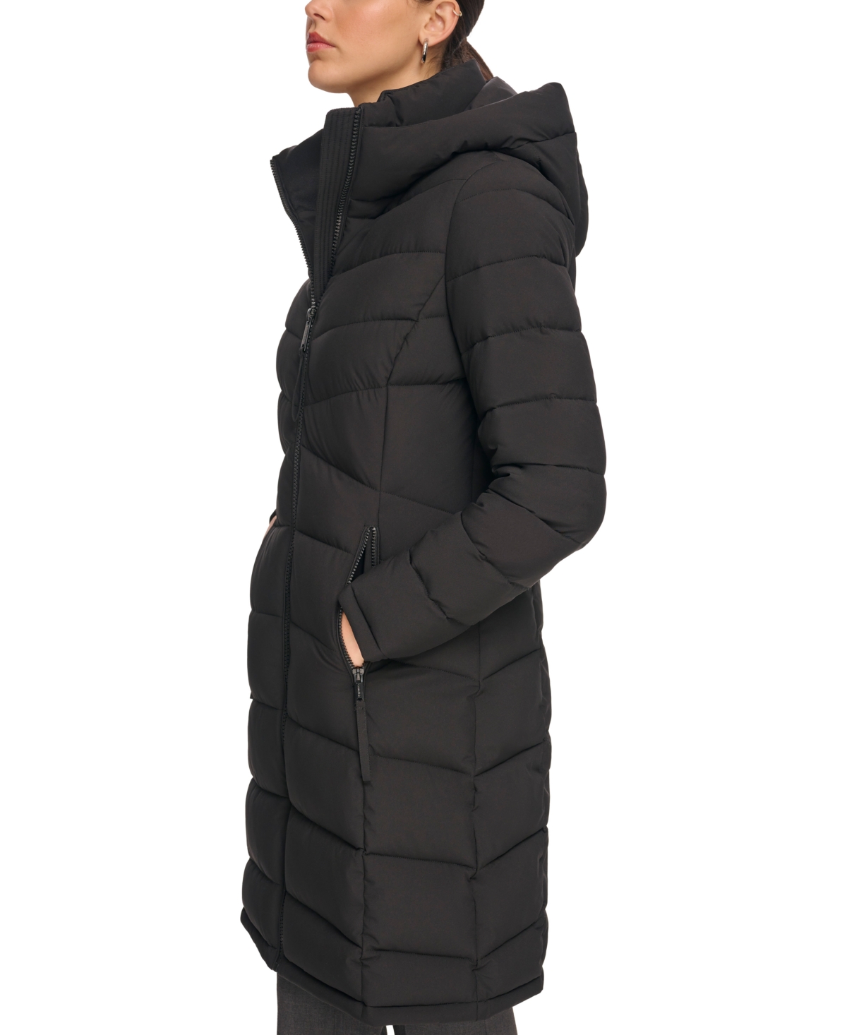 Calvin Klein Women's Hooded Stretch Puffer Coat, Created for Macy's