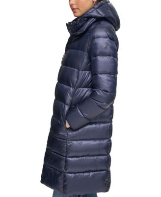 Women's Shine Bibbed Hooded Packable Puffer Coat, Created for Macy's