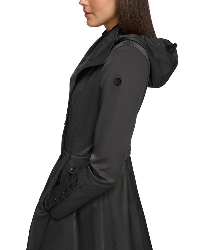 Calvin Klein Women's Petite Water Resistant Hooded DoubleBreasted