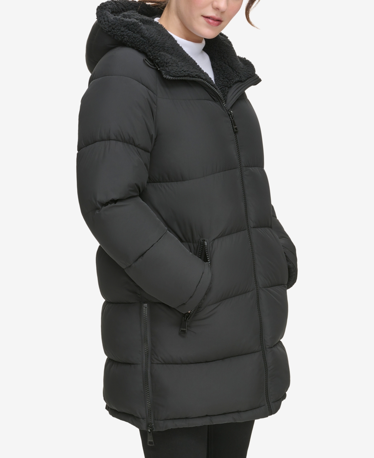 Calvin Klein Women's Faux-Fur-Lined Hooded Puffer Coat